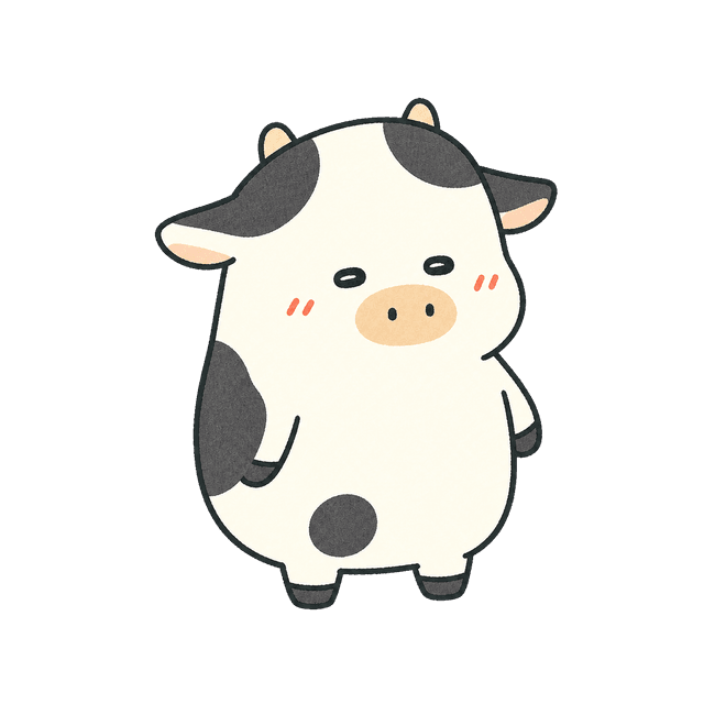 利用者の声を聞くウシのキャラクター